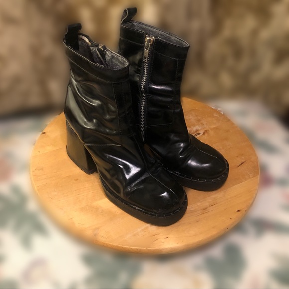 ❤️‍🔥🪽90s Y2K🪽❤️‍🔥 Vintages chunky glossy black boots - Picture 2 of 9